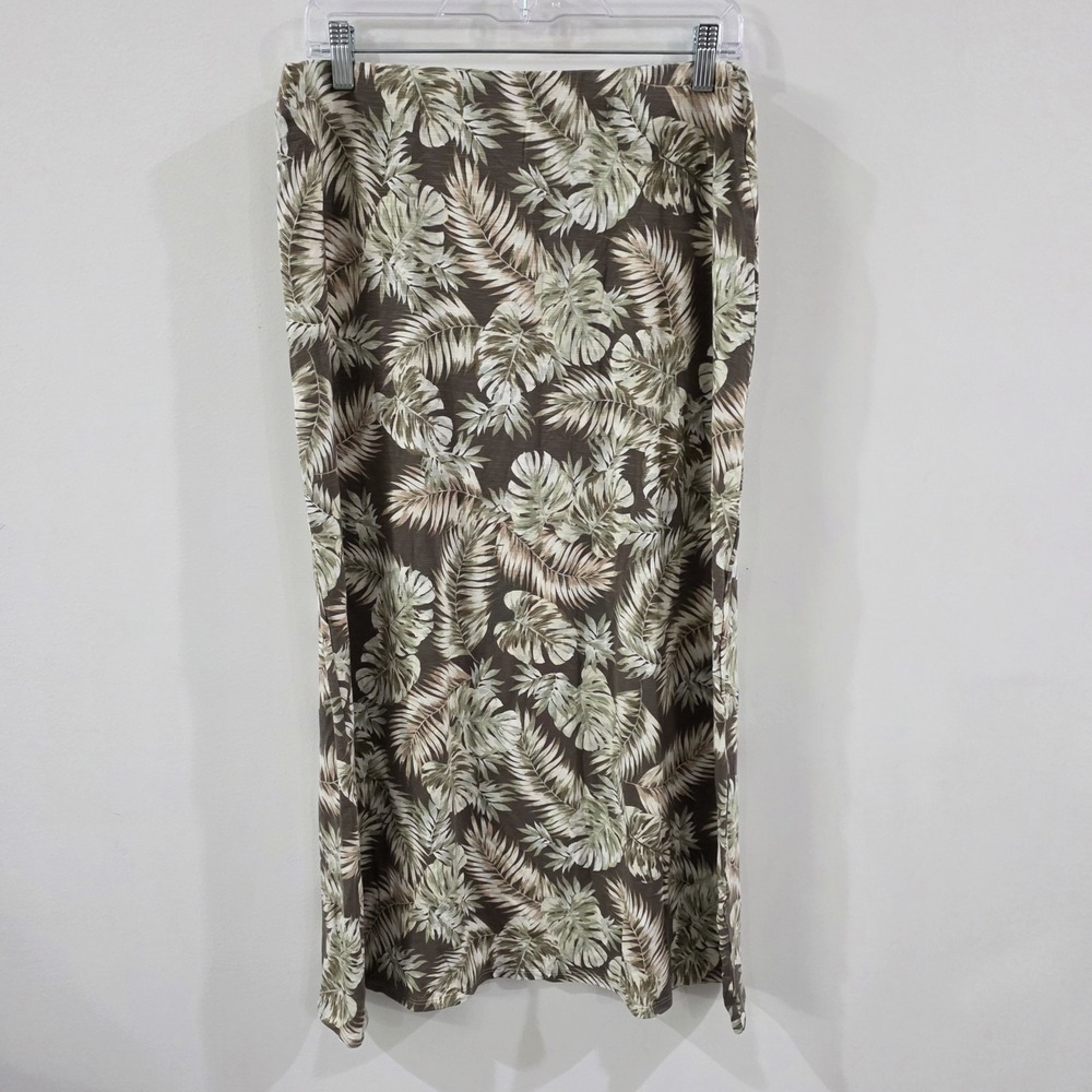 J Jill Womens Maxi Skirt Size Petite Xs Tropical Floral Fern Vacation Stretch